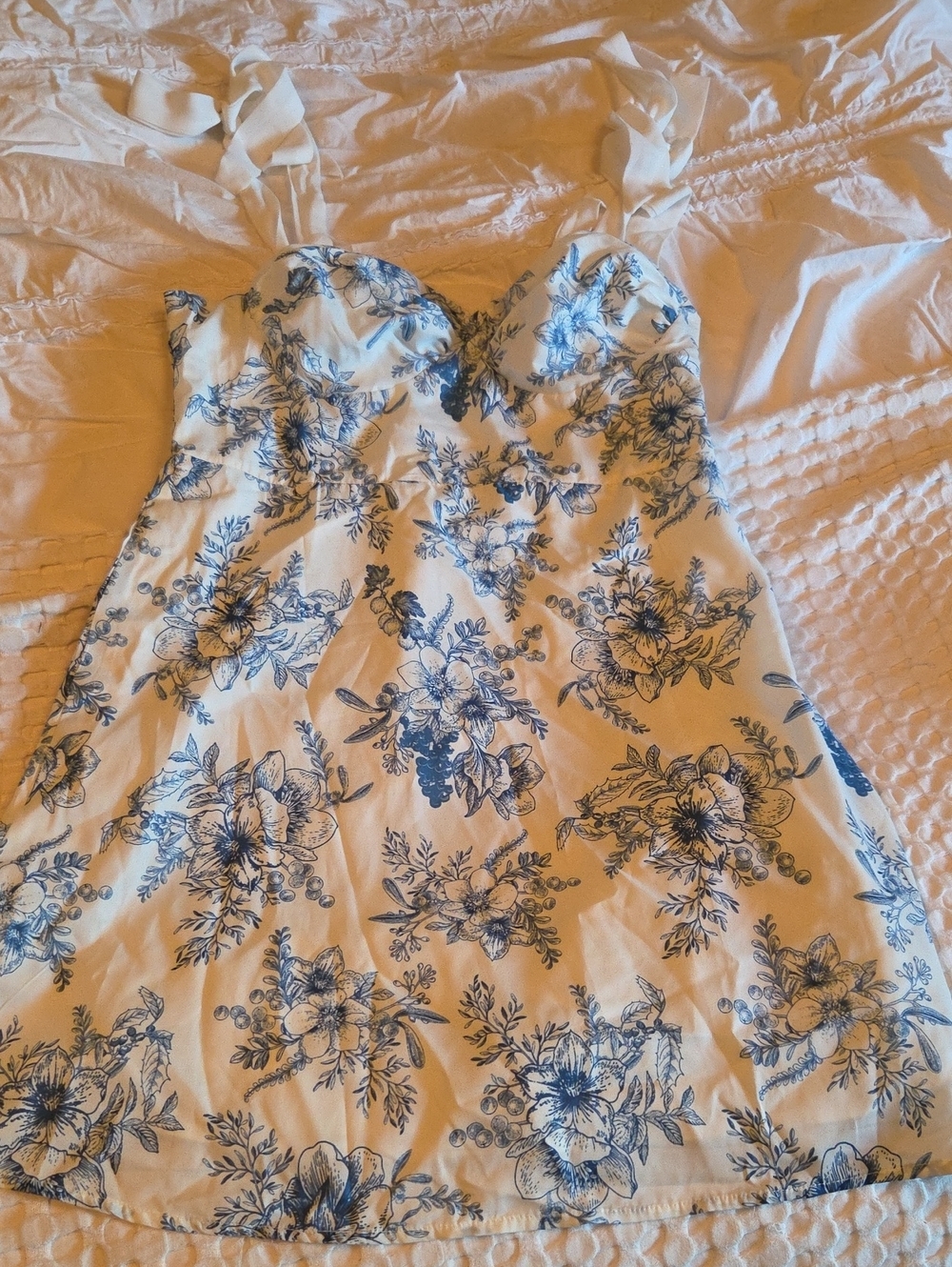 White & Blue Floral Sundress